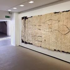the Douglas Hyde Gallery, Dublin, Ireland: 'Textiles from the Atlas Mountains', Beni Ouarain sleeping rug with very exceptional drawing, first half / mid 20th century