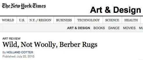 New York Times review of the boucherouite exhibition at Cavin Morris Gallery, summer 2010, by Holland Cotter