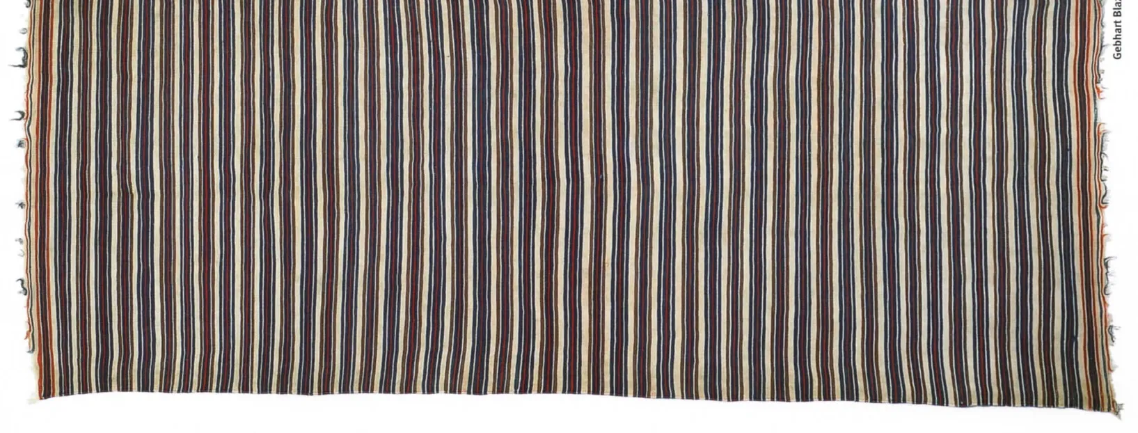 Brown-and-cream shawl with closely spaced vertical stripes