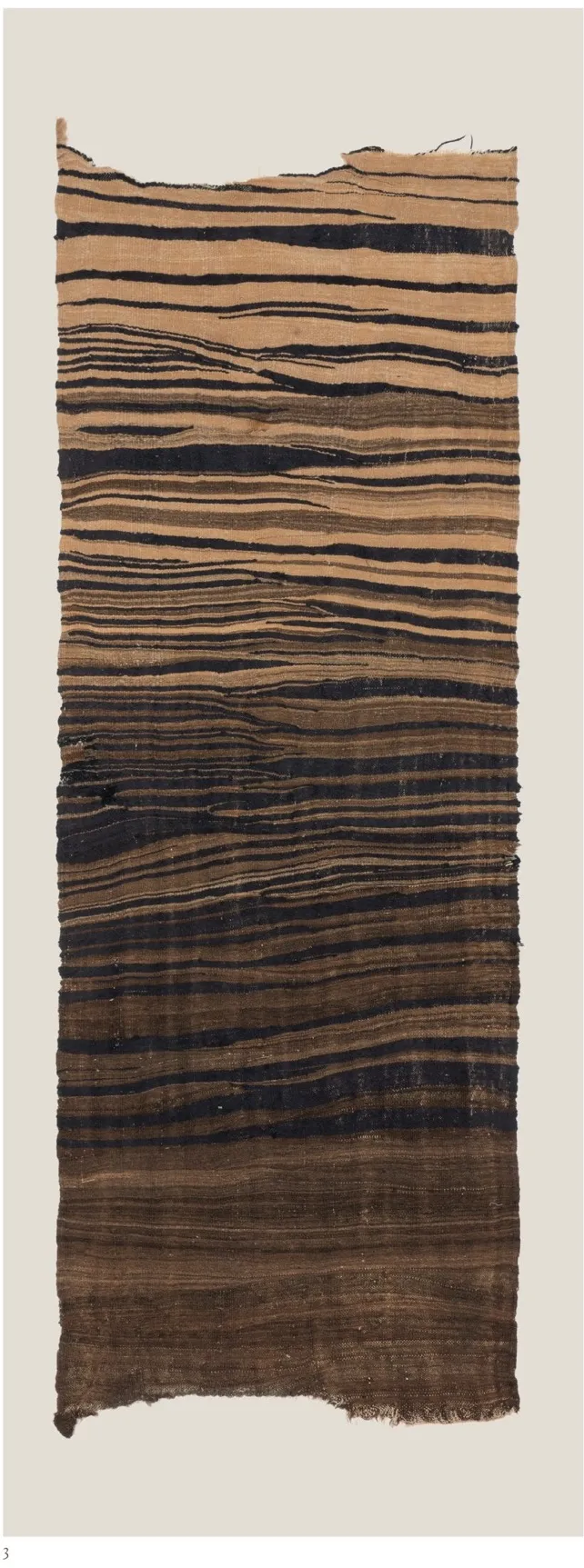 Narrow Mejjat tahaikt with irregular dark brown and cream stripes