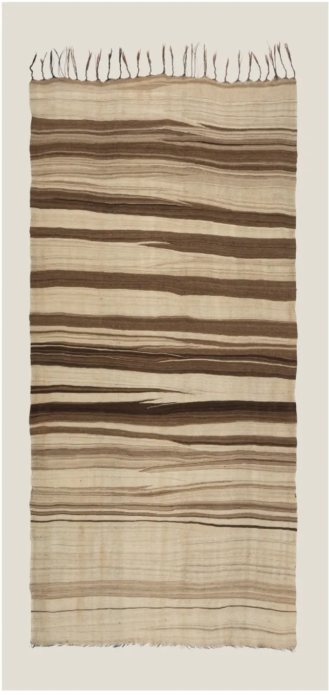 Long Mejjat haik with broad irregular horizontal brown stripes