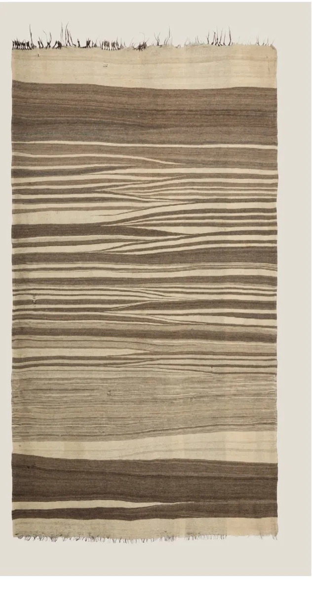Mejjat haik with broad cream and brown horizontal bands