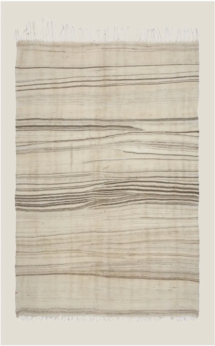 Pale Mejjat haik with delicate grey horizontal stripes