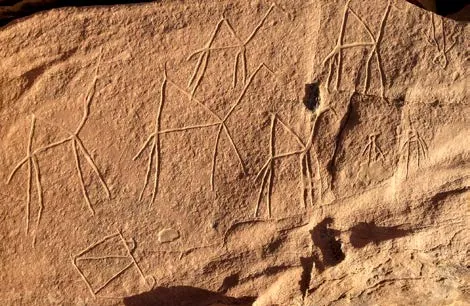 Rock carving depicting a long-legged animal