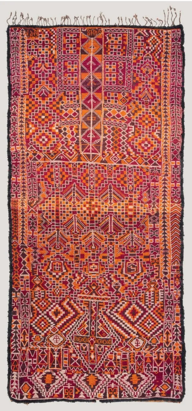 Densely patterned red Marmoucha rug