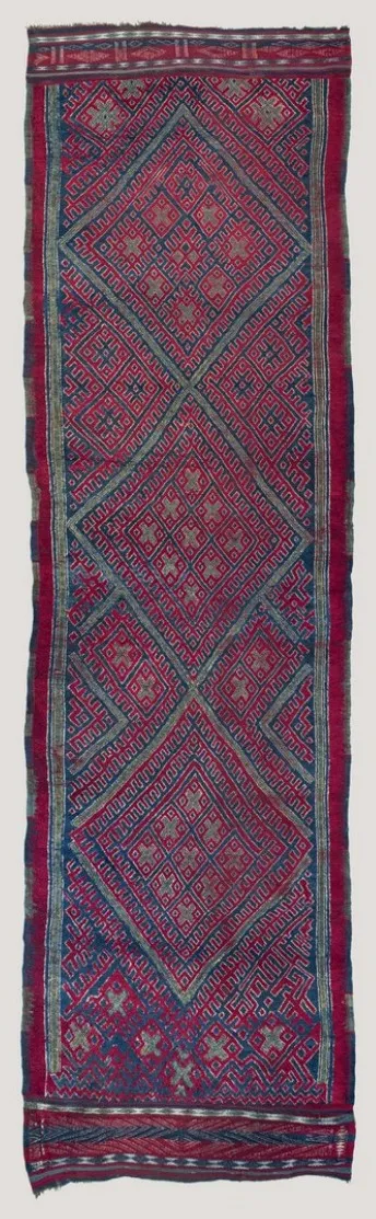 Long blue-and-red Algerian Jebel Amour rug