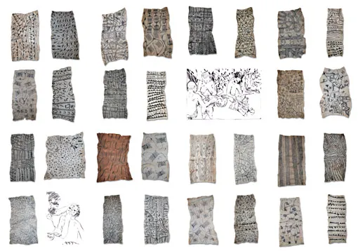 Mbuti bark cloth paintings poster side two