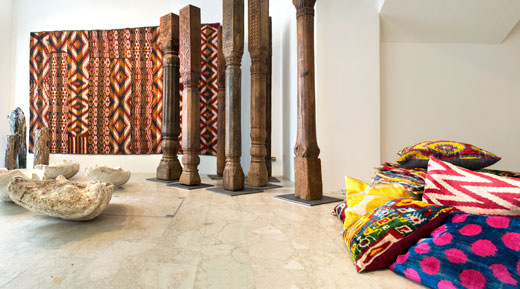 Uzbek kilim + columns from the Swat valley, NW Pakistan
