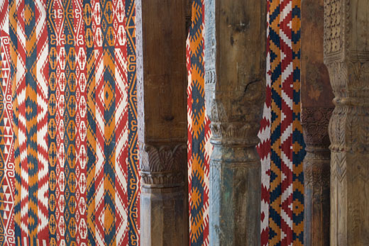 Uzbek kilim + columns from the Swat valley, NW Pakistan