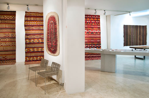 Uzbek kilims (background), Turkmen felt rug (foreground)
